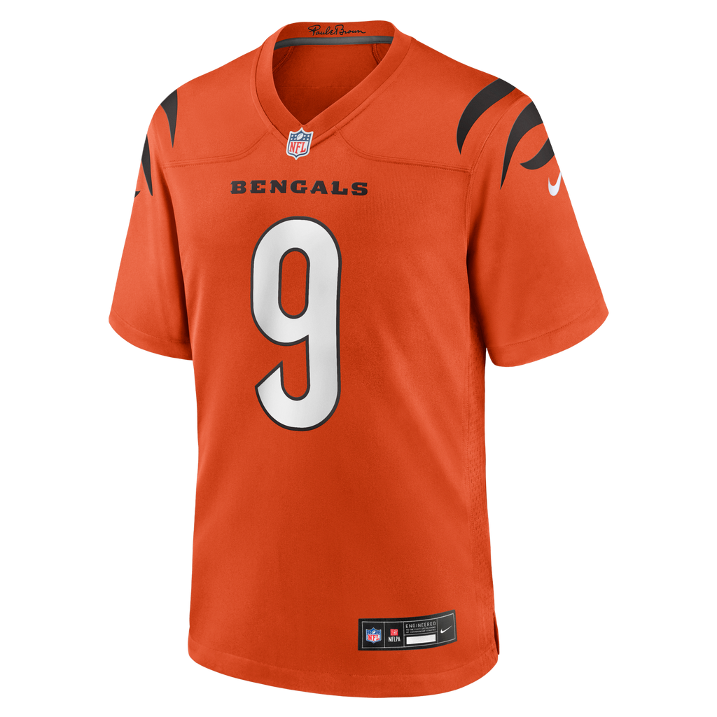 Cincinnati Bengals Joe Burrow Orange Alternate Game Jersey product image 5, provided for visual reference and product detail