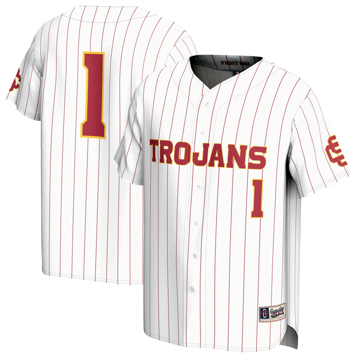 #1 USC Trojans Adult Lightweight Collegiate Baseball Fashion Jersey - White product image 1, provided for visual reference