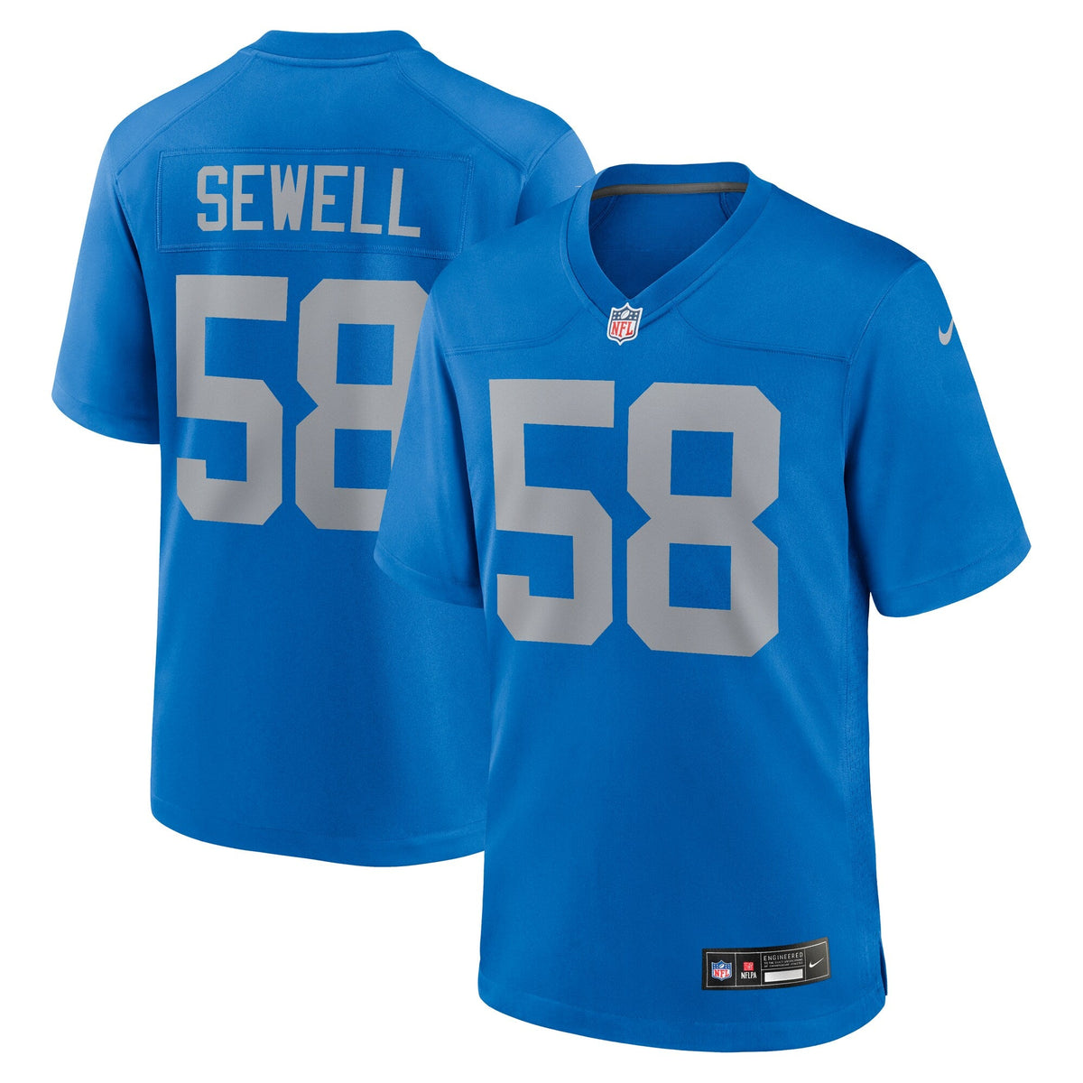 Detroit Lions Penei Sewell Blue Alternate Game Jersey product image 1, provided for visual reference and product detail