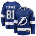 Tampa Bay Lightning Erik Cernak Blue Home Breakaway Player Jersey product image 1, provided for visual reference and product