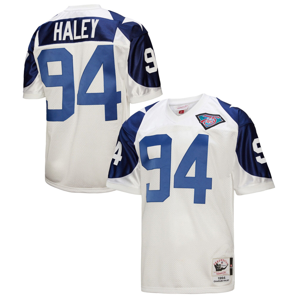 Dallas Cowboys 1994 Charles Haley White Authentic Throwback Retired Player Jersey product image 2, provided for visual