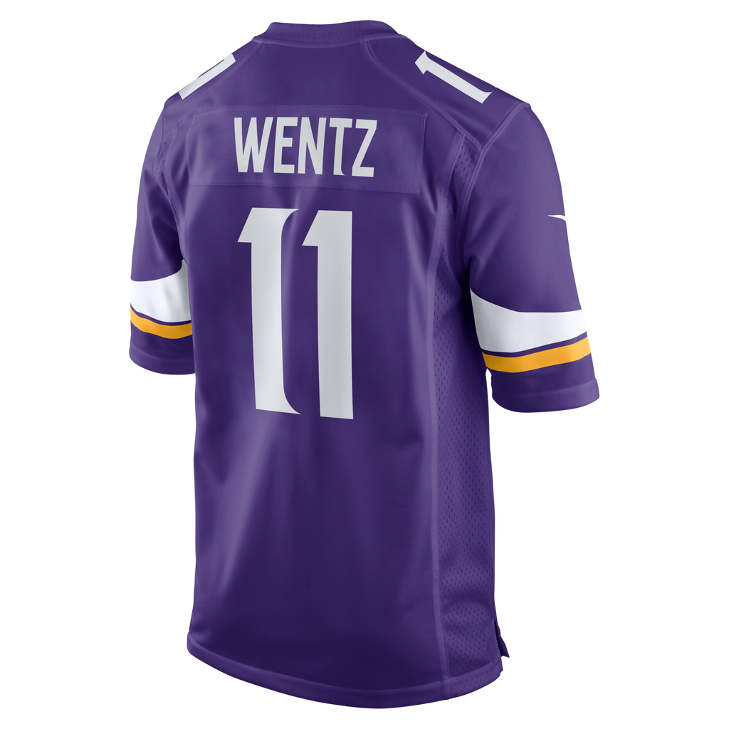 Minnesota Vikings Carson Wentz Purple Team Game Jersey product image 3, provided for visual reference and product detail