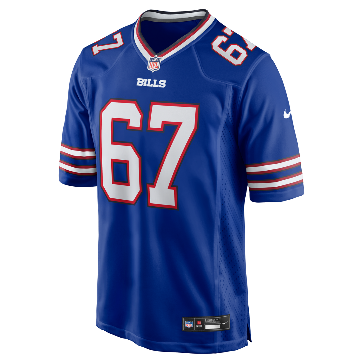 Buffalo Bills Kent Hull Royal Game Retired Player Jersey product image 2, provided for visual reference and product detail