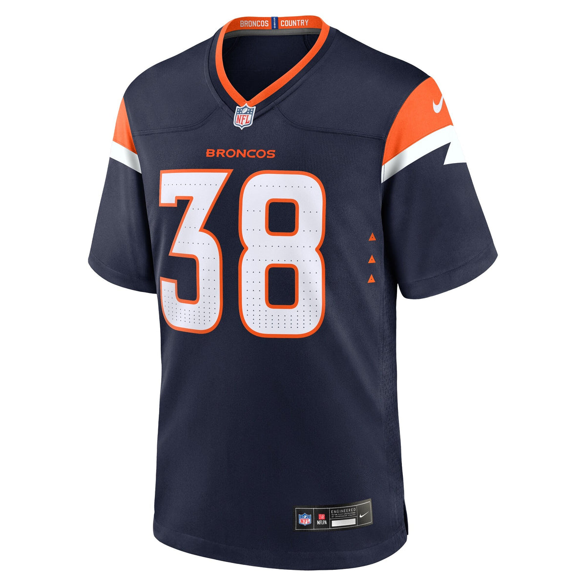 Denver Broncos Jaleel McLaughlin Navy Alternate Game Jersey product image 3, provided for visual reference and product