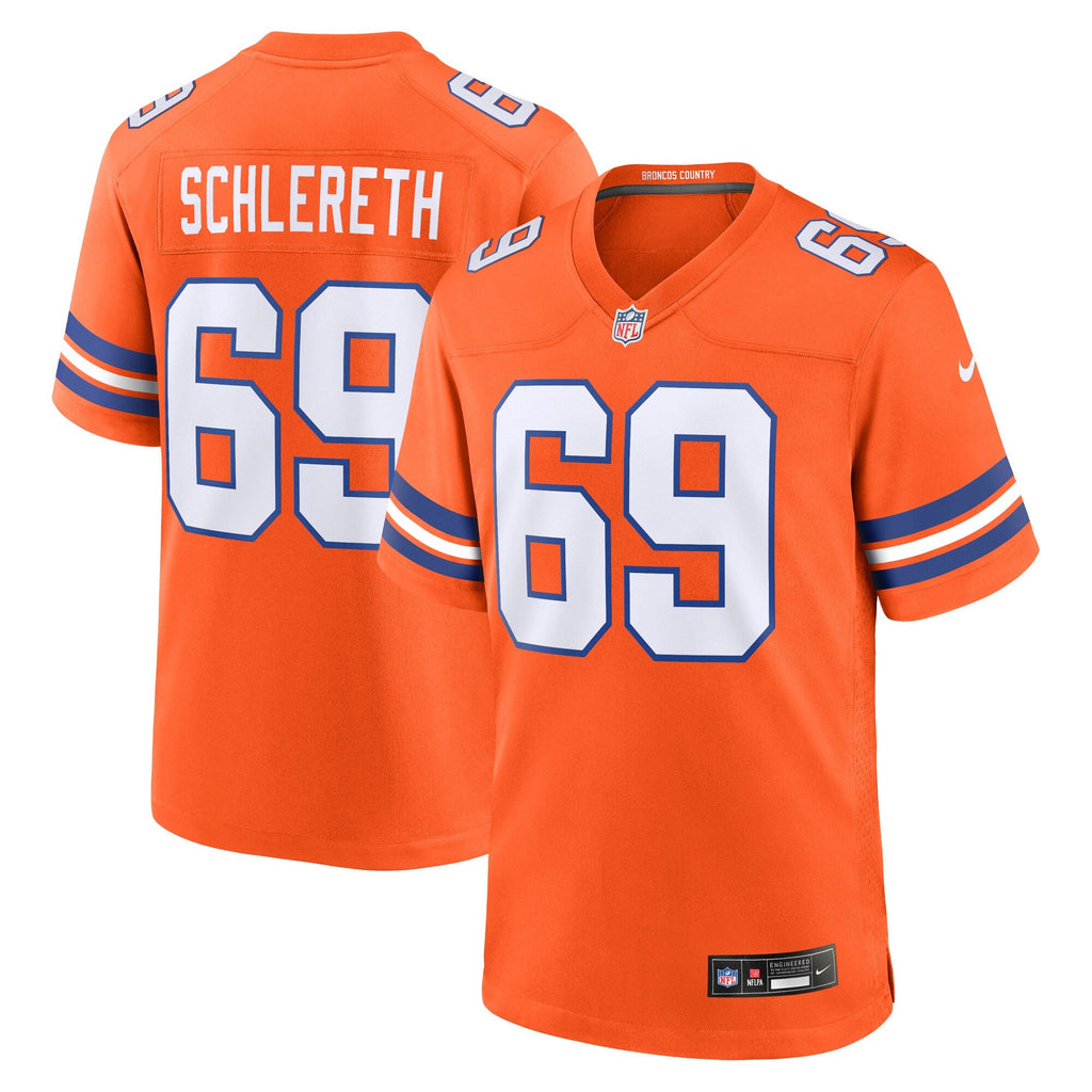 Denver Broncos Mark Schlereth Orange Retired Player Alternate Game Jersey product image 2, provided for visual reference and