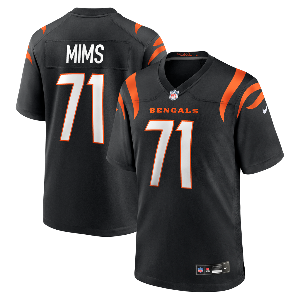 Cincinnati Bengals Amarius Mims Black Player Game Jersey product image 1, provided for visual reference and product detail