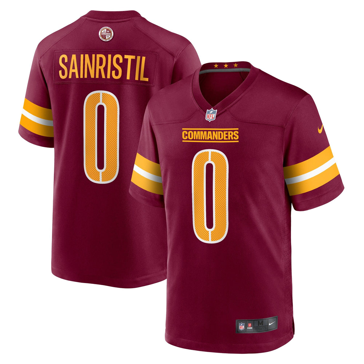 Washington Commanders Mike Sainristil Burgundy Game Jersey product image 1, provided for visual reference and product detail