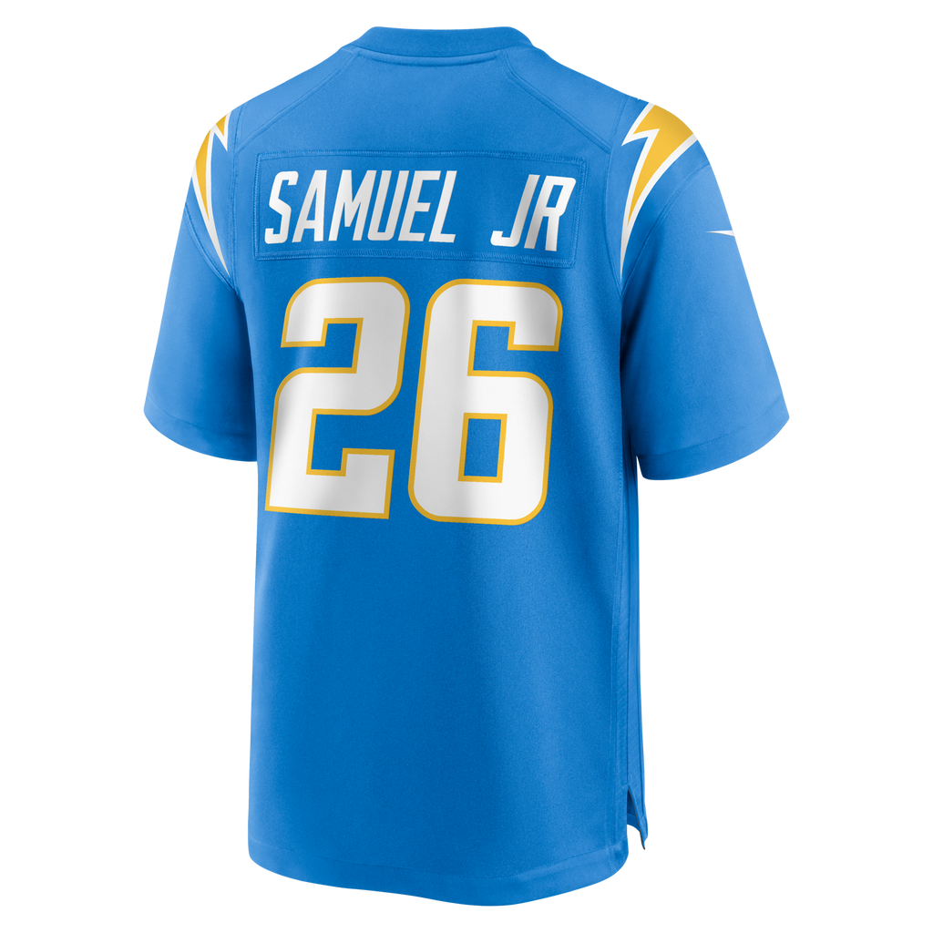 Los Angeles Chargers Asante Samuel Jr. Powder Blue Game Player Jersey product image 3, provided for visual reference and