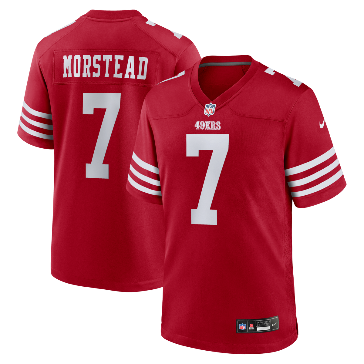 San Francisco 49ers Thomas Morstead Scarlet Team Game Jersey product image 1, provided for visual reference and product