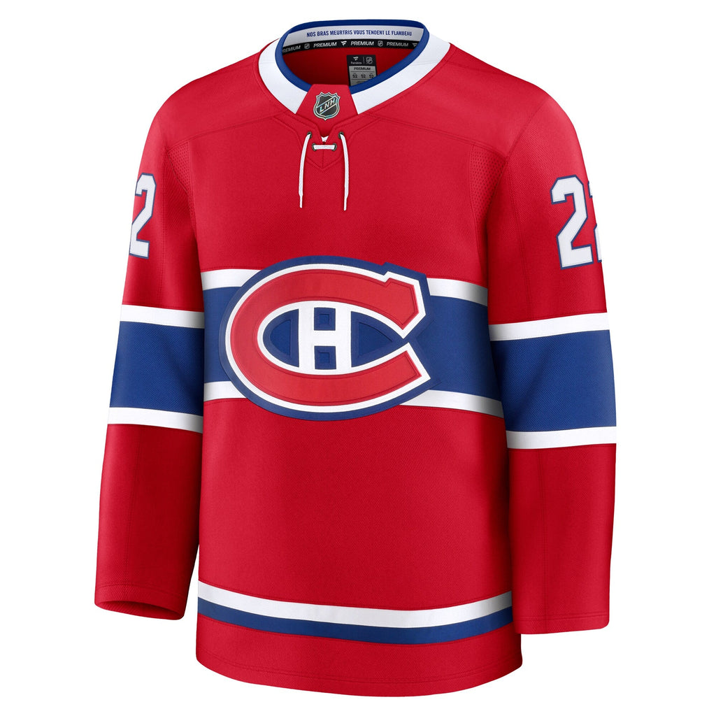 Montreal Canadiens Cole Caufield Red Home Premium Jersey product image 3, provided for visual reference and product detail