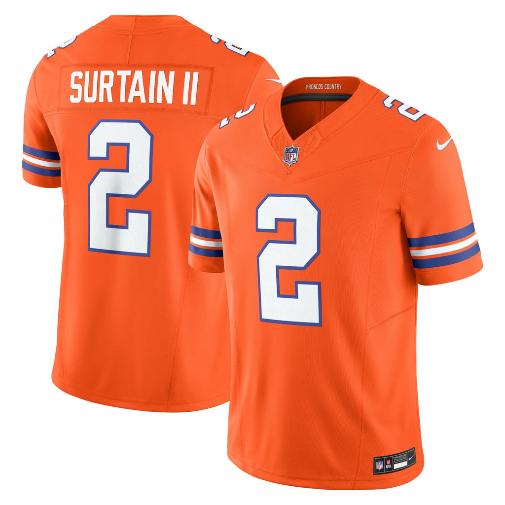 Denver Broncos Patrick Surtain II Orange Alternate Mile High Collection 1977 Throwback Vapor F.U.S.E. Limited Jersey product