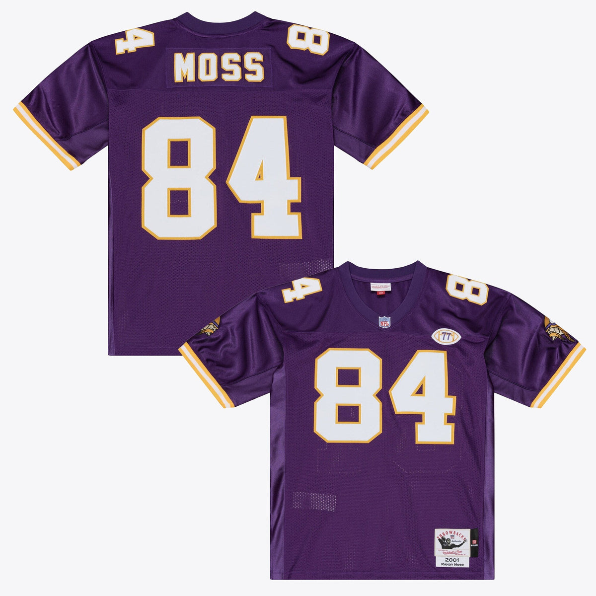 Minnesota Vikings Randy Moss Purple 2001 Authentic Throwback Jersey product image 2, provided for visual reference and