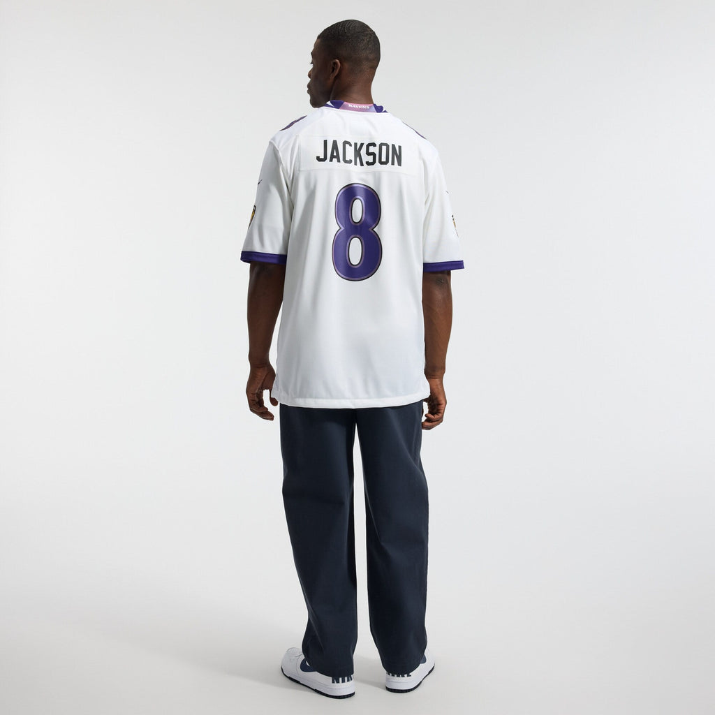 Baltimore Ravens Lamar Jackson White Game Jersey product image 6, provided for visual reference and product detail review