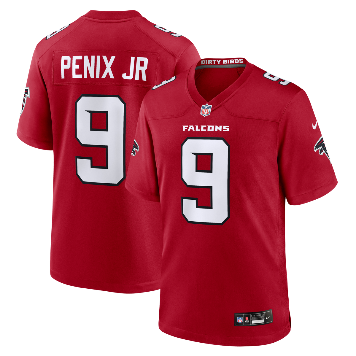 Atlanta Falcons Michael Penix Jr. Red Game Jersey product image 2, provided for visual reference and product detail review
