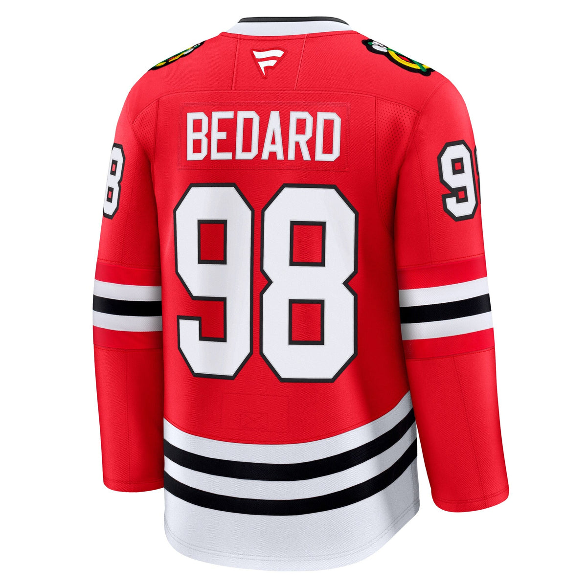 Chicago Blackhawks Connor Bedard Red Home Premium Jersey product image 4, provided for visual reference and product detail