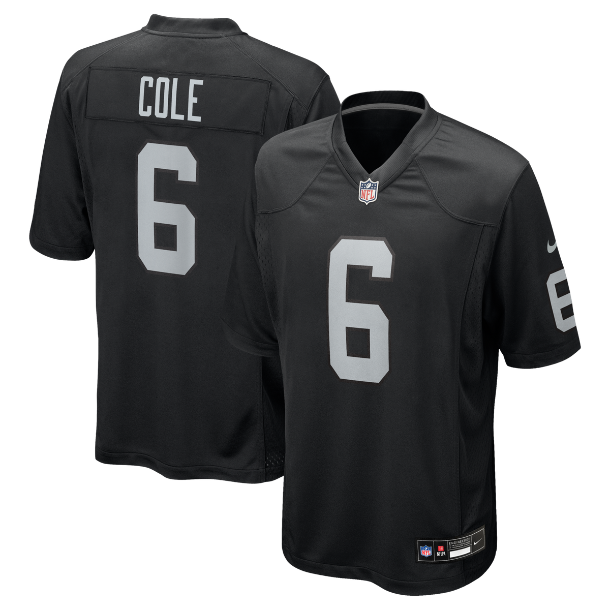 Las Vegas Raiders AJ Cole Black Game Jersey product image 1, provided for visual reference and product detail review