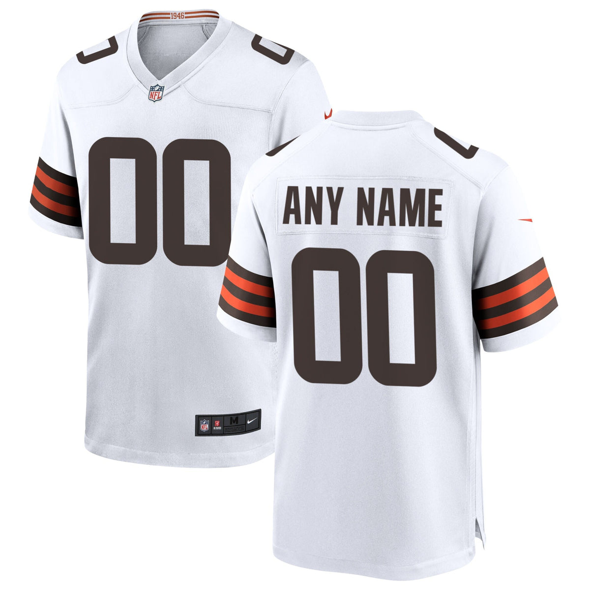 Cleveland Browns White Custom Game Jersey product image 2, provided for visual reference and product detail review