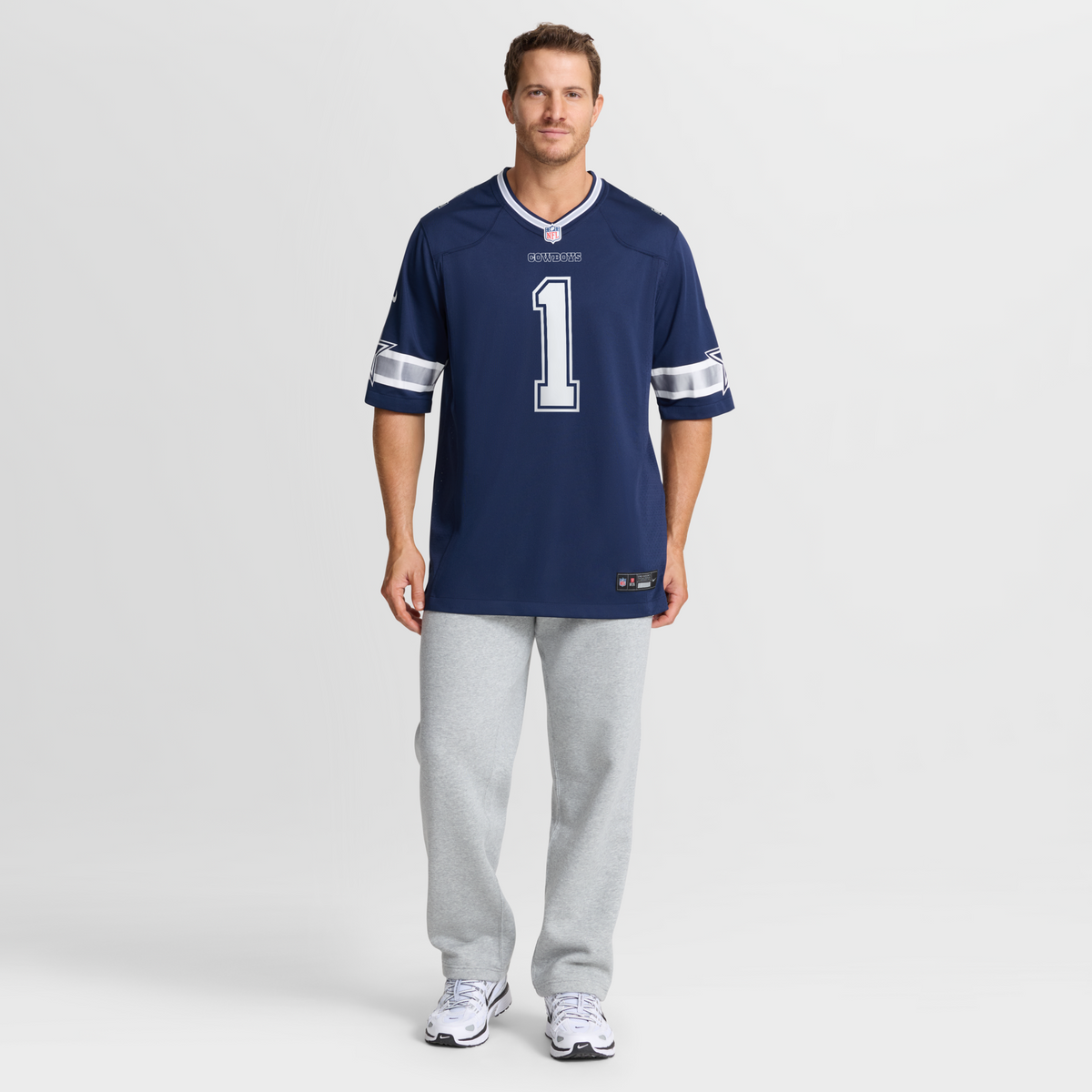Dallas Cowboys Number 1 Dad Navy Game Jersey product image 8, provided for visual reference and product detail review