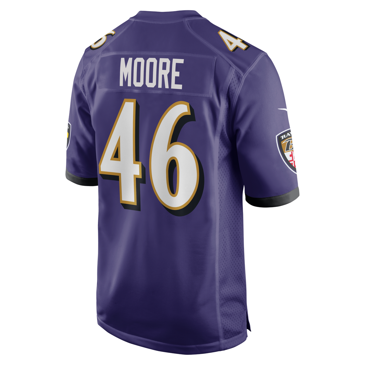 Baltimore Ravens Nick Moore Purple Game Jersey product image 3, provided for visual reference and product detail review