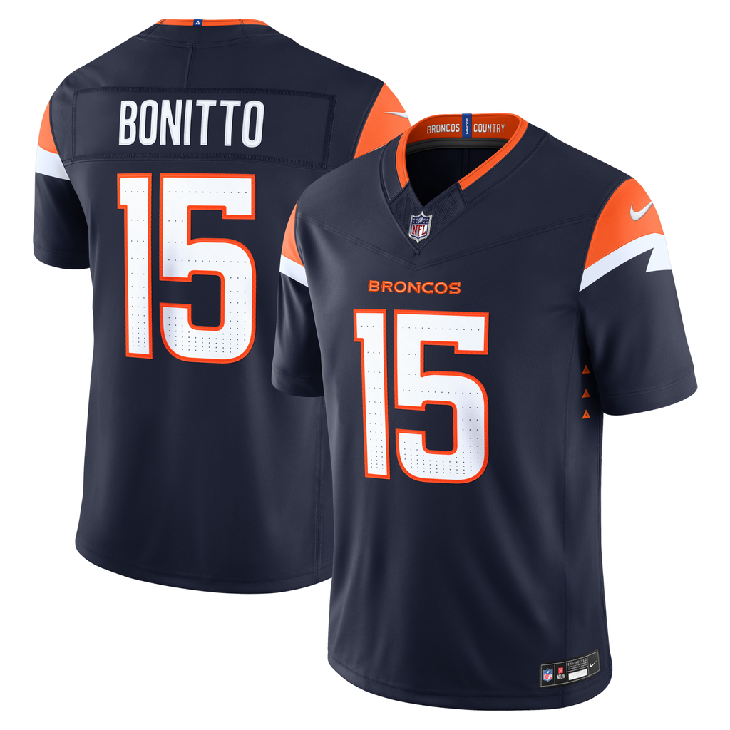 Denver Broncos Nik Bonitto Navy Alternate Vapor F.U.S.E. Stitched Limited Jersey product image 2, provided for visual