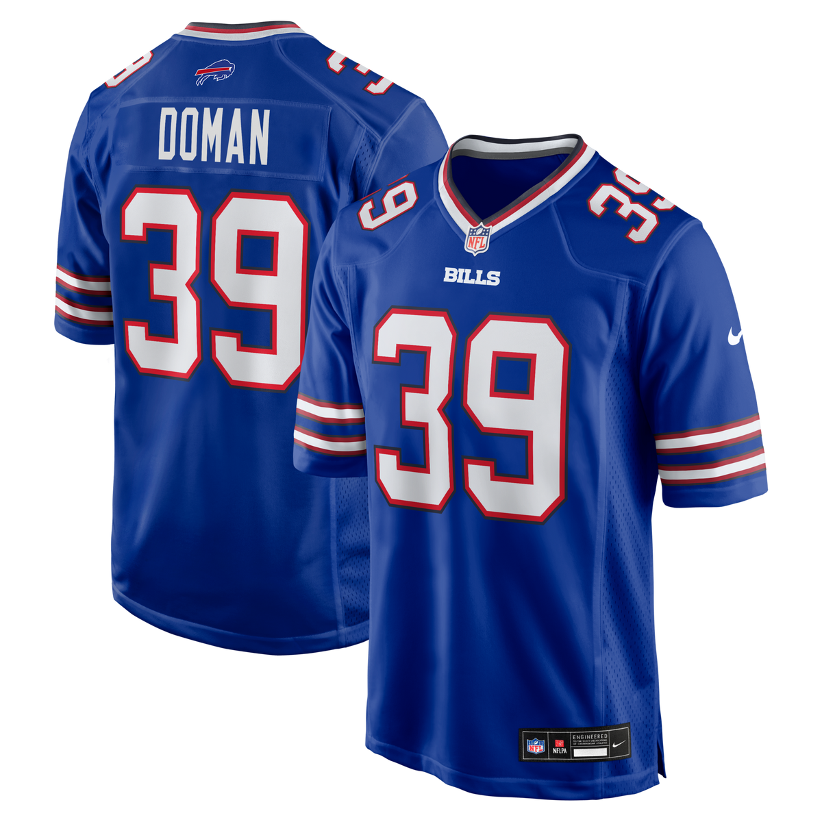 Buffalo Bills Tommy Doman Royal Team Game Jersey product image 1, provided for visual reference and product detail review