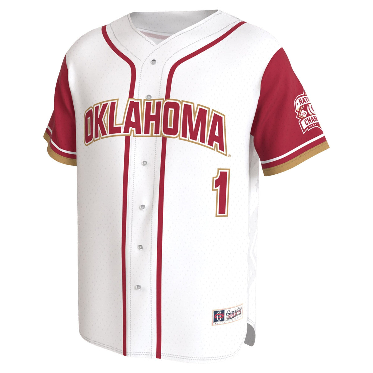 Oklahoma Sooners 2026 NCAA Baseball College World Series Champions Lightweight Jersey - White product image 3, provided for