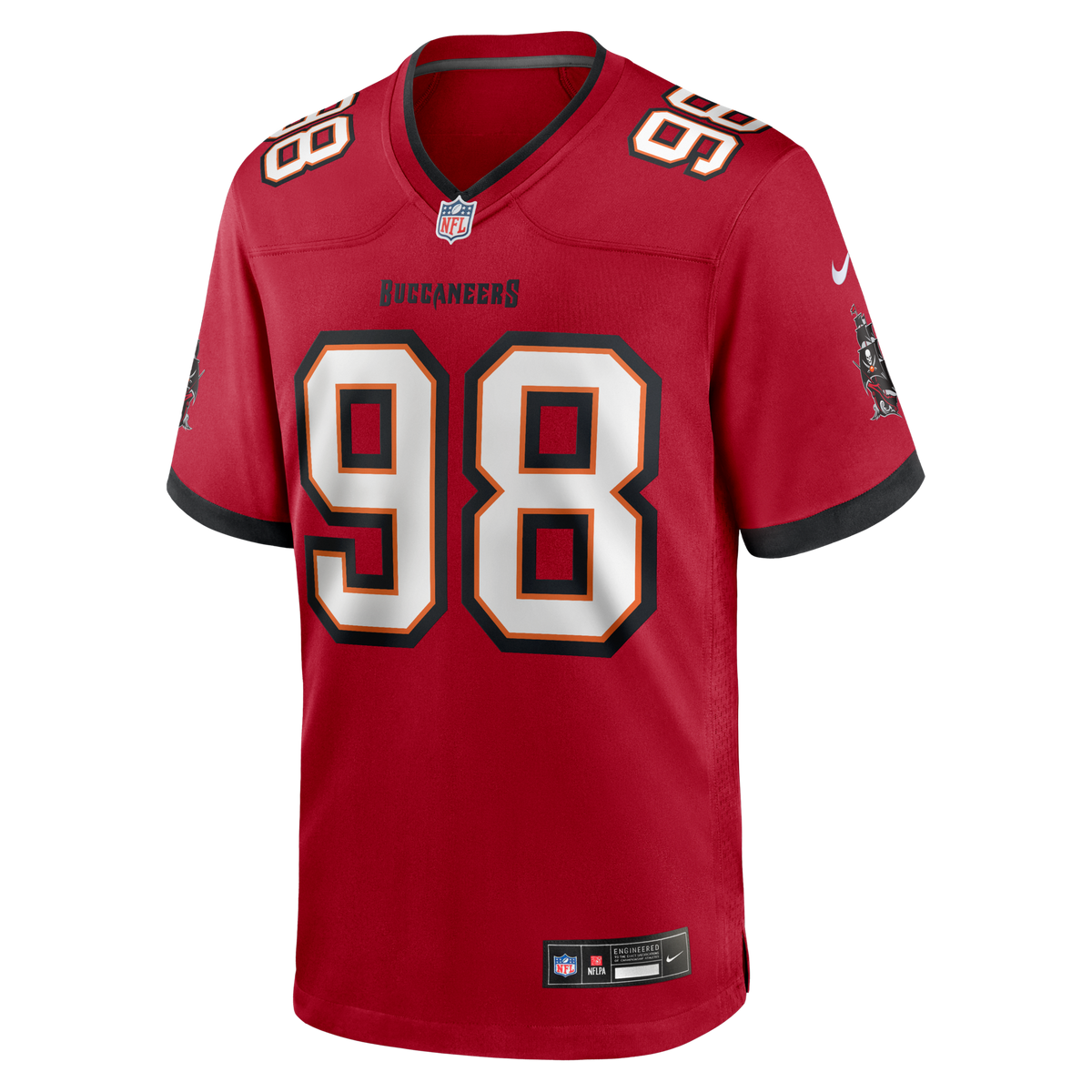 Tampa Bay Buccaneers Anthony Nelson Red Game Jersey product image 2, provided for visual reference and product detail review