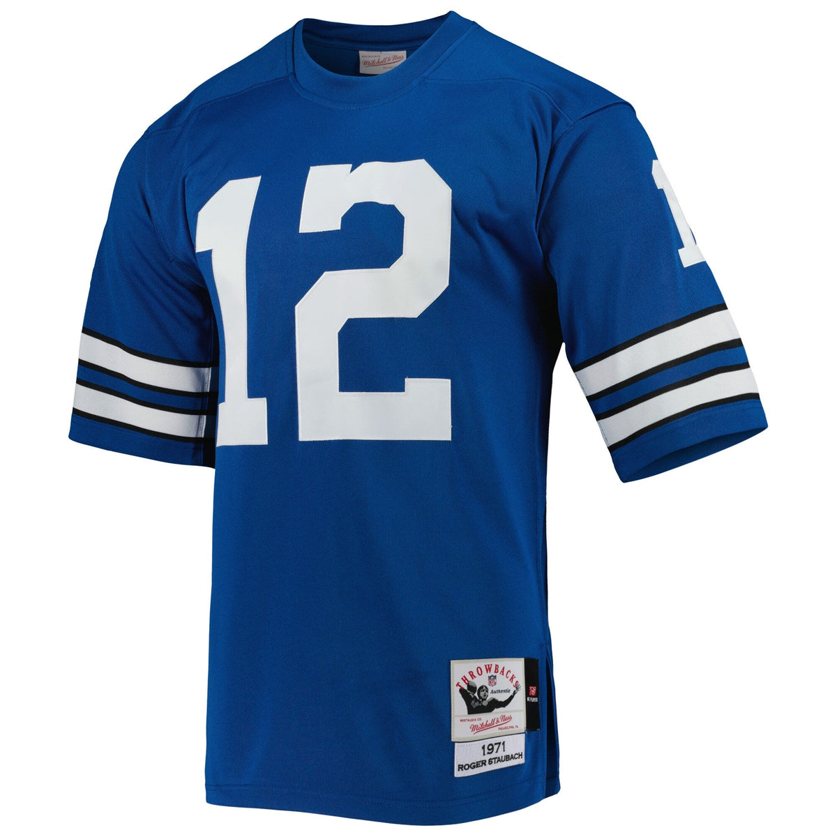 Dallas Cowboys 1971 Roger Staubach Royal Authentic Throwback Retired Player Jersey product image 2, provided for visual