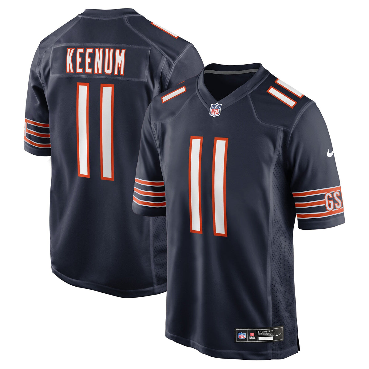Chicago Bears Case Keenum Navy Team Game Jersey product image 2, provided for visual reference and product detail review