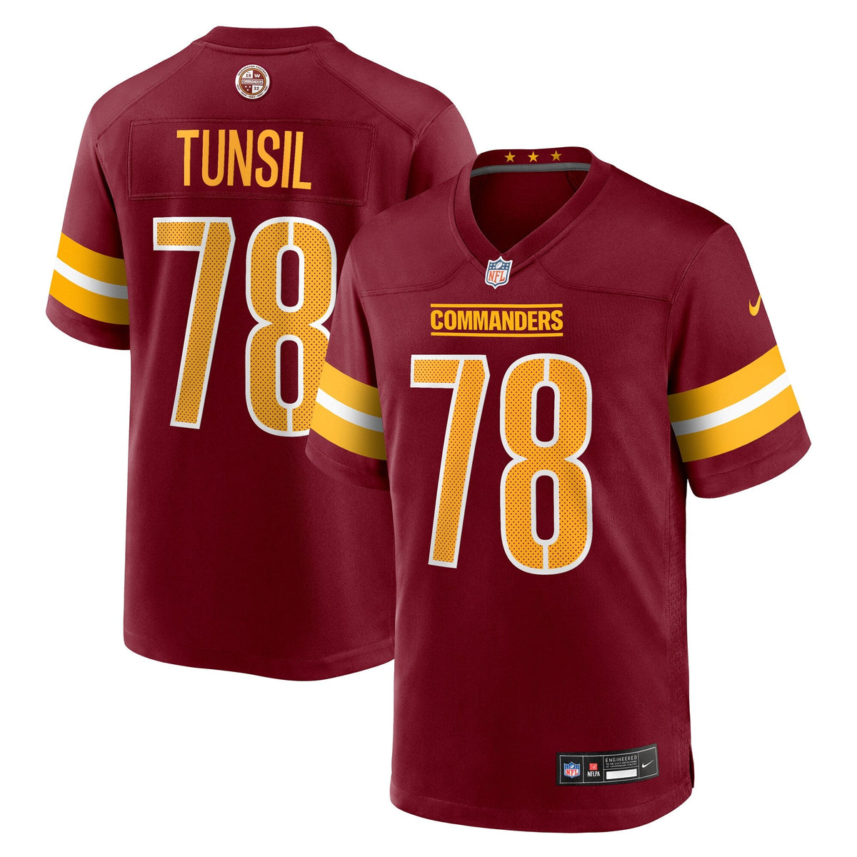Washington Commanders Laremy Tunsil Burgundy Team Game Jersey product image 1, provided for visual reference and product