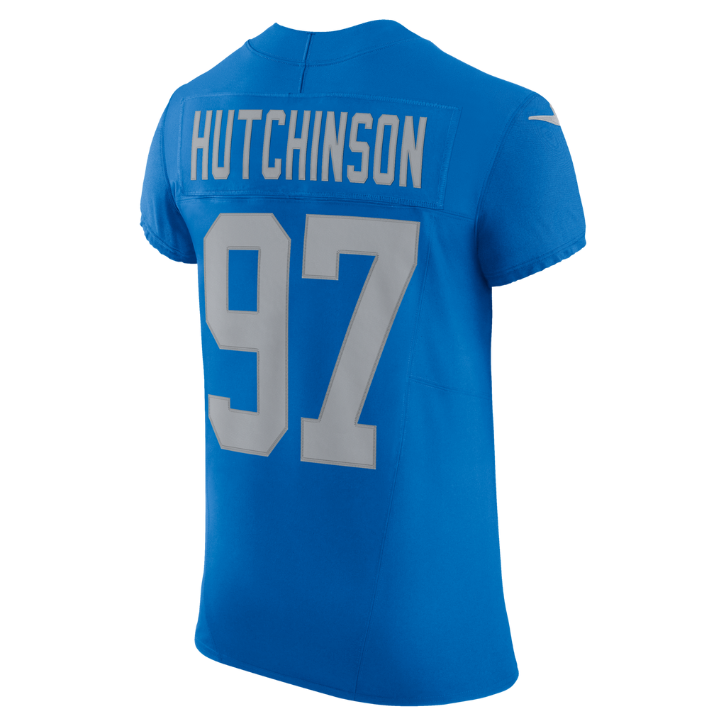Detroit Lions Aidan Hutchinson Blue Alternate Vapor F.U.S.E. Elite Jersey product image 3, provided for visual reference and