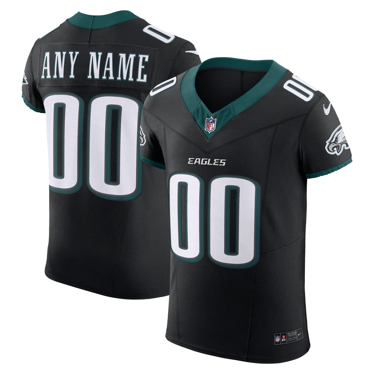 Philadelphia Eagles Black Alternate Vapor F.U.S.E. Elite Custom Jersey product image 2, provided for visual reference and