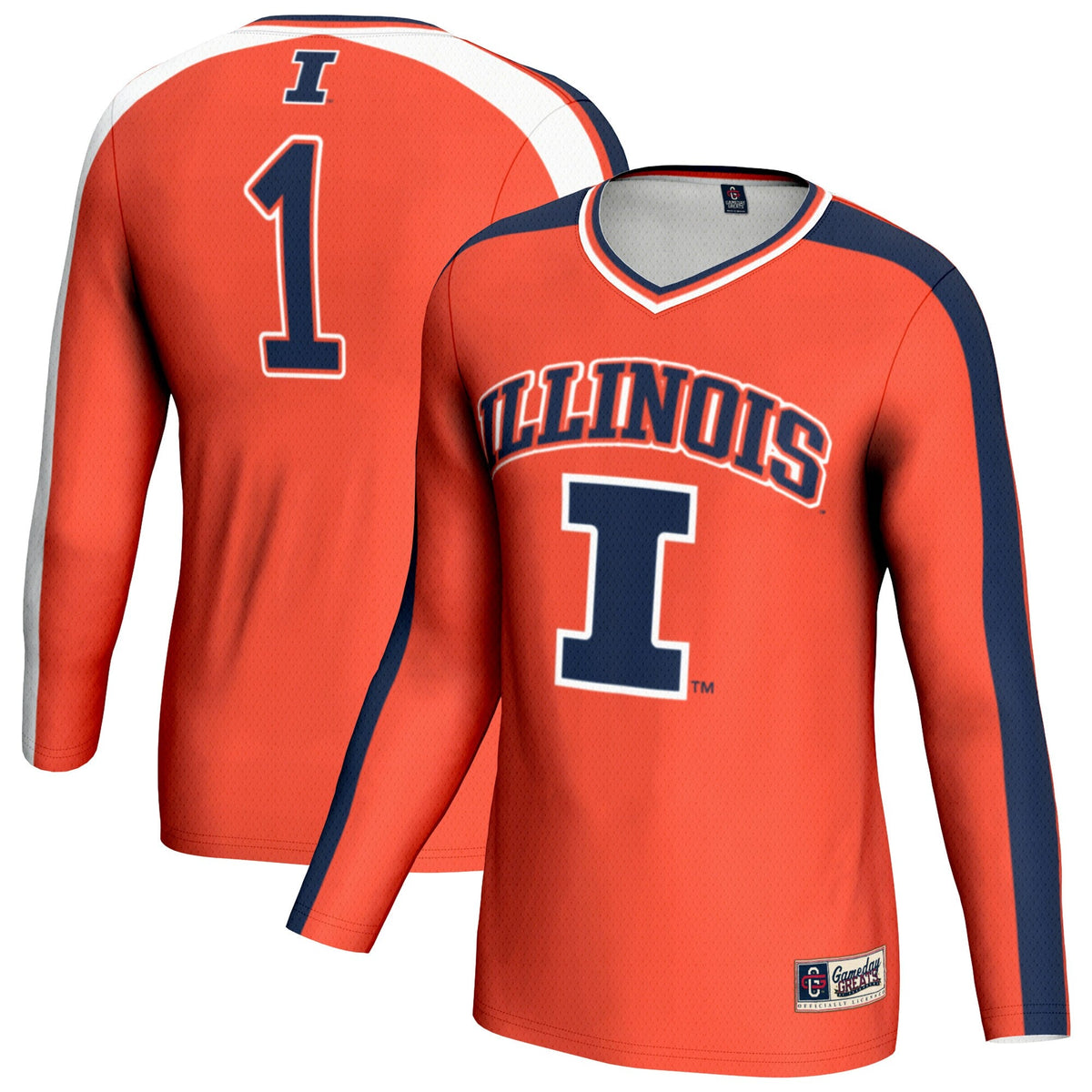 Illinois Fighting Illini #1 Lightweight Volleyball Fashion Jersey - Orange product image 2, provided for visual reference