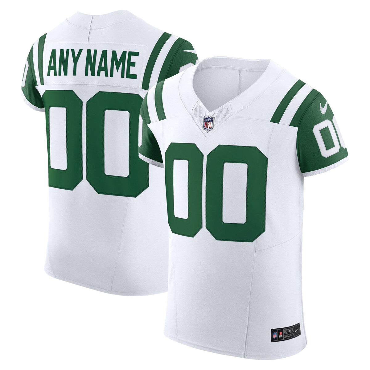 New York Jets White Vapor F.U.S.E. Elite Custom Jersey product image 2, provided for visual reference and product detail