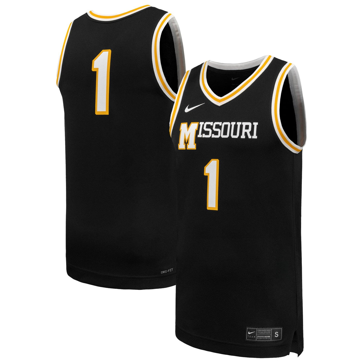 #1 Missouri Tigers Replica Basketball Jersey - Black product image 2, provided for visual reference and product detail review