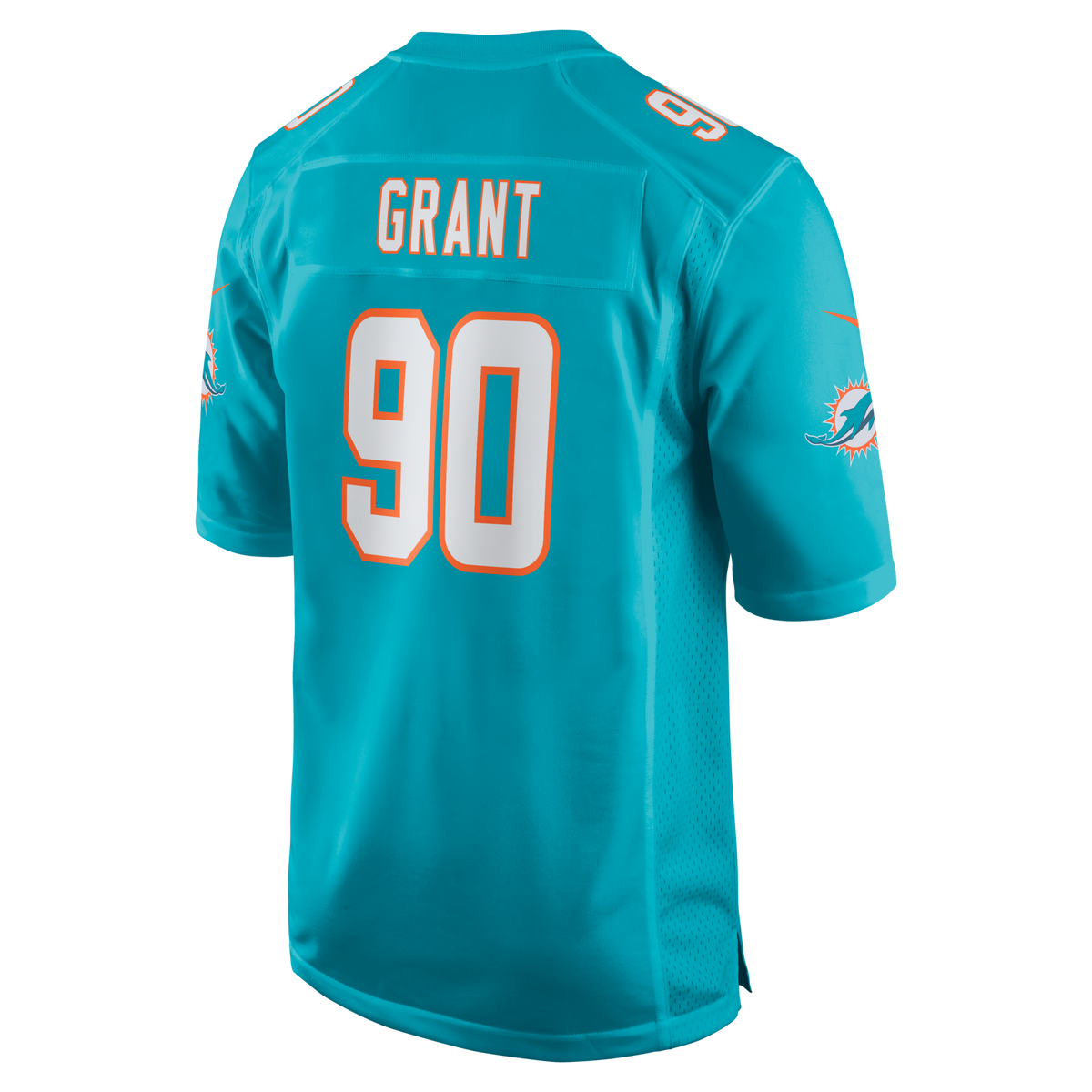Miami Dolphins Kenneth Grant Aqua Team Game Jersey product image 3, provided for visual reference and product detail review