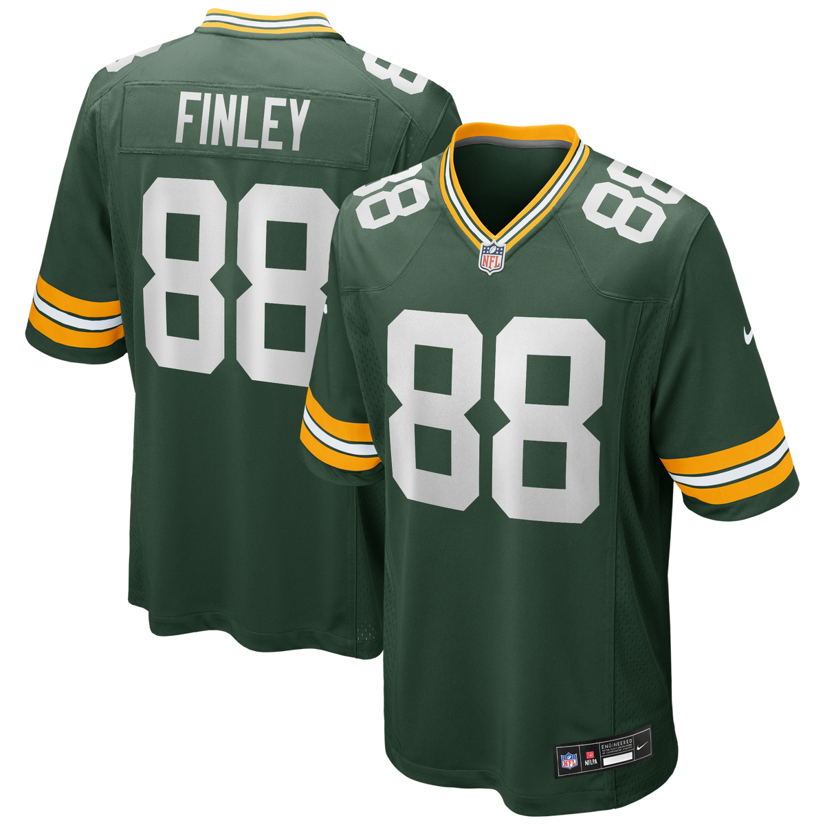 Green Bay Packers Jermichael Finley Green Game Retired Player Jersey product image 1, provided for visual reference and