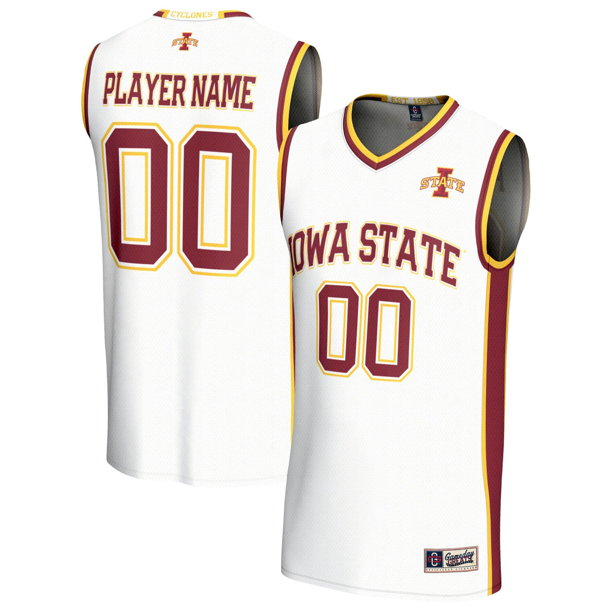 Iowa State Cyclones Lightweight Collegiate Basketball NIL Pick-A-Player Fashion Jersey - White product image 2, provided for