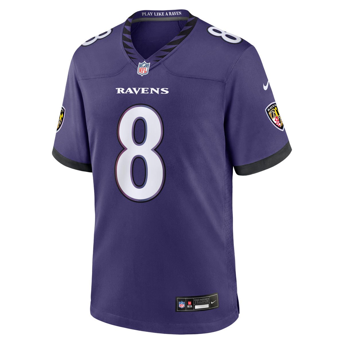 Baltimore Ravens Lamar Jackson Purple Team Game Jersey product image 7, provided for visual reference and product detail