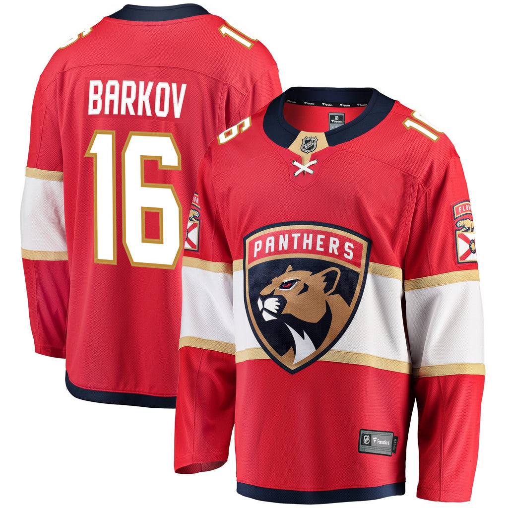 Florida Panthers Aleksander Barkov Red Breakaway Jersey product image 1, provided for visual reference and product detail