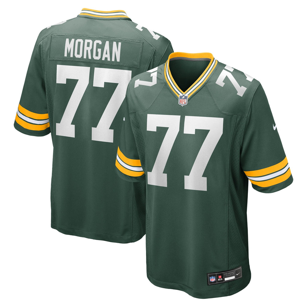 Green Bay Packers Jordan Morgan Green Player Game Jersey product image 1, provided for visual reference and product detail
