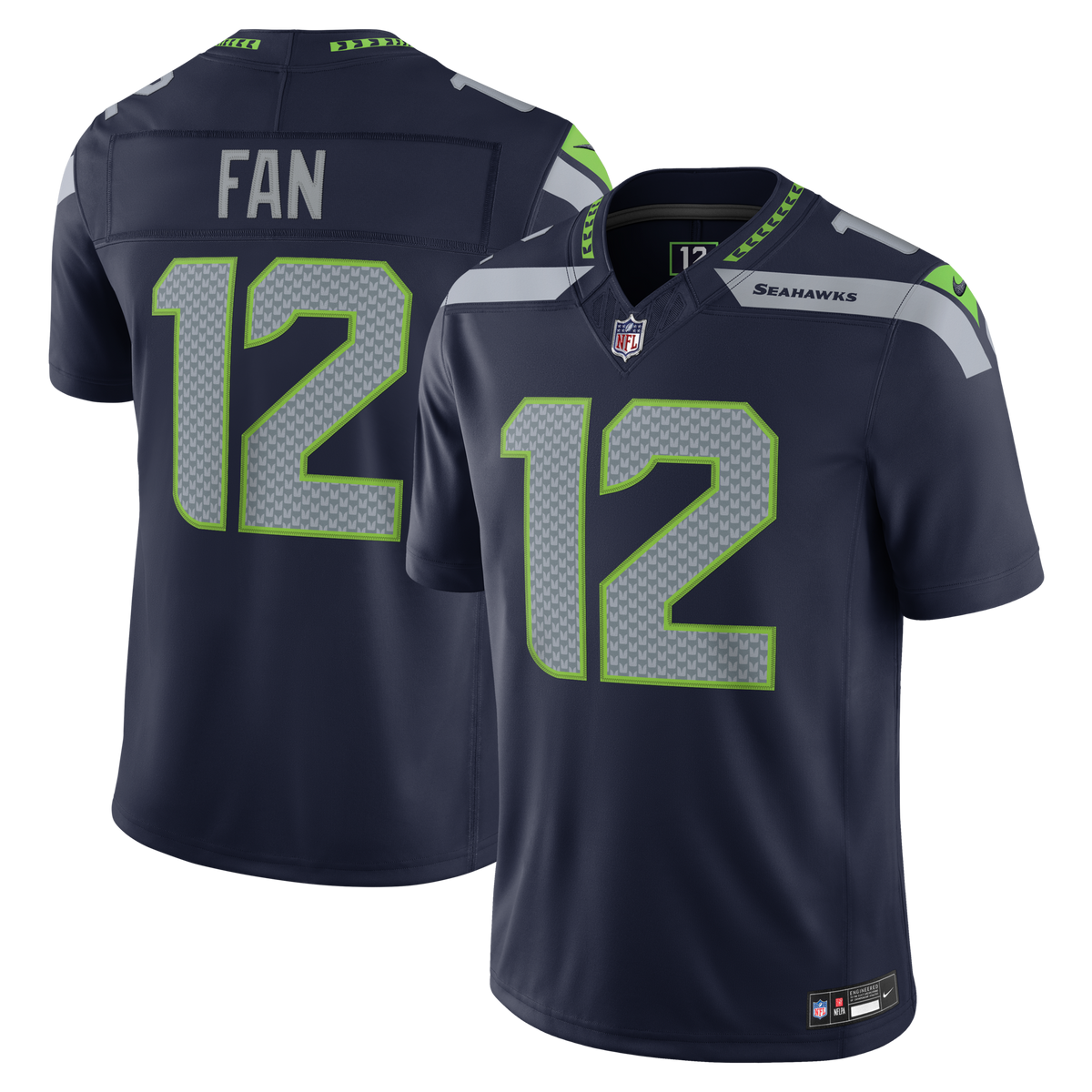 Seattle Seahawks 12s College Navy Team Vapor F.U.S.E. Stitched Limited Jersey product image 1, provided for visual reference