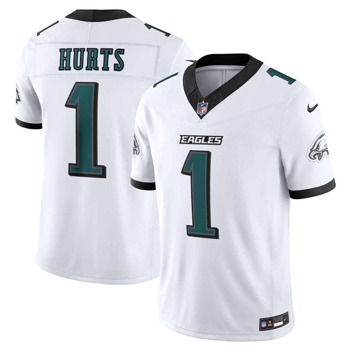 Philadelphia Eagles Jalen Hurts White Vapor F.U.S.E. Stitched Limited Jersey product image 1, provided for visual reference