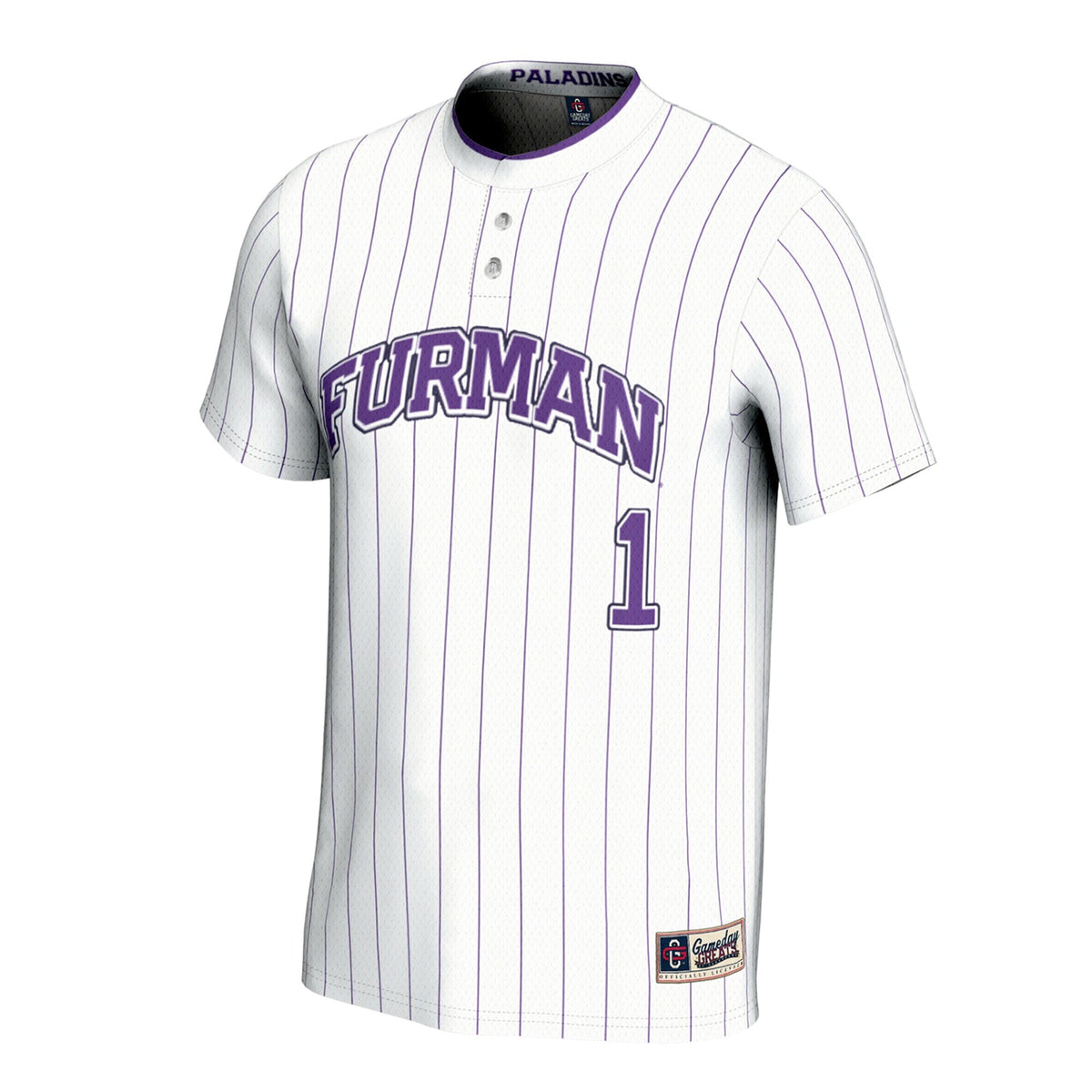 Furman Paladins Lightweight Collegiate Softball Fashion Jersey - White product image 3, provided for visual reference and
