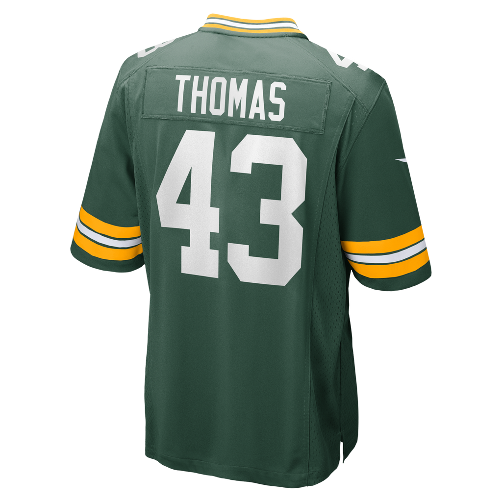 Green Bay Packers Kiondre Thomas Green Game Player Jersey product image 3, provided for visual reference and product detail
