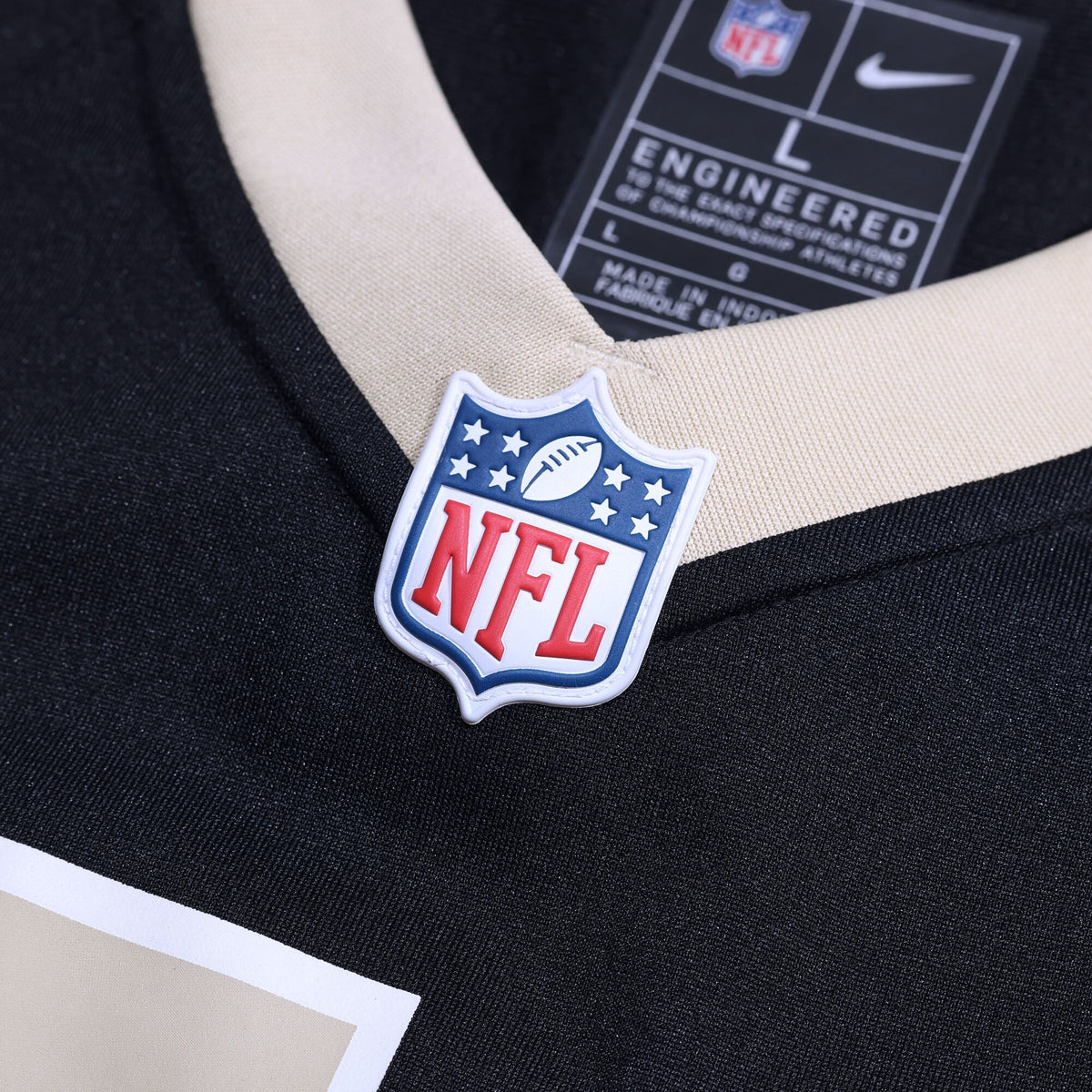 New Orleans Saints Zach Wood Black Game Jersey product image 4, provided for visual reference and product detail review