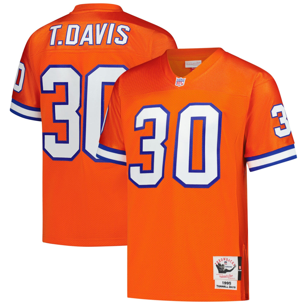Denver Broncos Terrell Davis Orange 1995 Authentic Throwback Retired Player Jersey product image 1, provided for visual