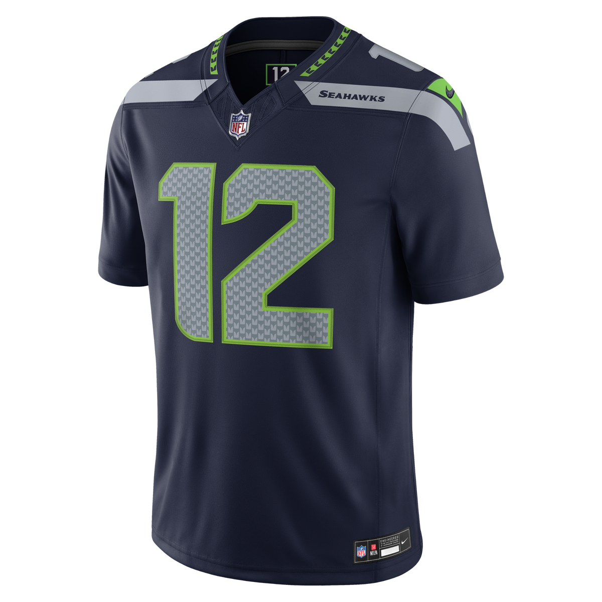 Seattle Seahawks 12s College Navy Team Vapor F.U.S.E. Stitched Limited Jersey product image 3, provided for visual reference