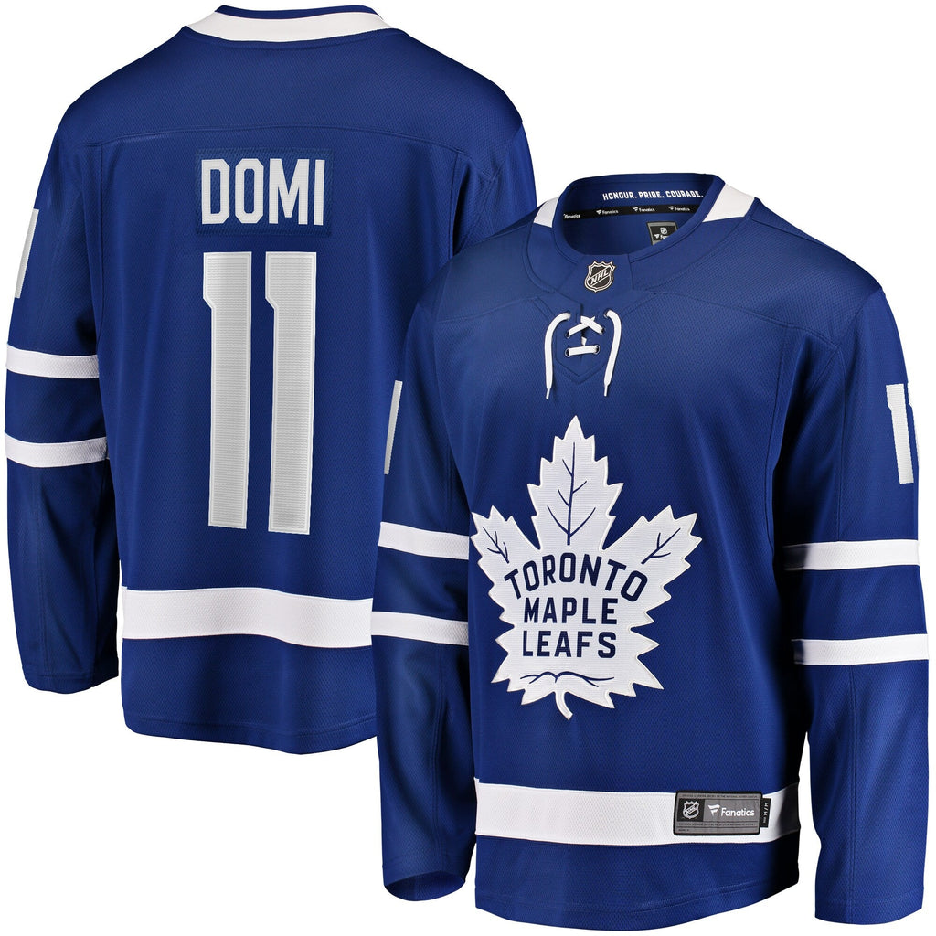 Toronto Maple Leafs Max Domi Blue Home Breakaway Jersey product image 1, provided for visual reference and product detail