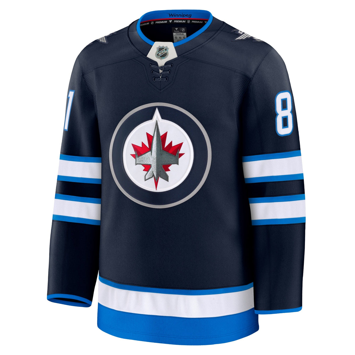 Winnipeg Jets Kyle Connor Navy Home Premium Jersey product image 3, provided for visual reference and product detail review